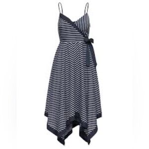 Banana Republic Stripe Strappy Handkerchief-Hem Dress, size 12